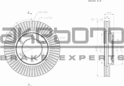 Akebono BN-0822E - Тормозной диск autospares.lv