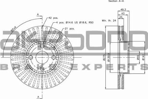 Akebono BN-0871 - Тормозной диск autospares.lv