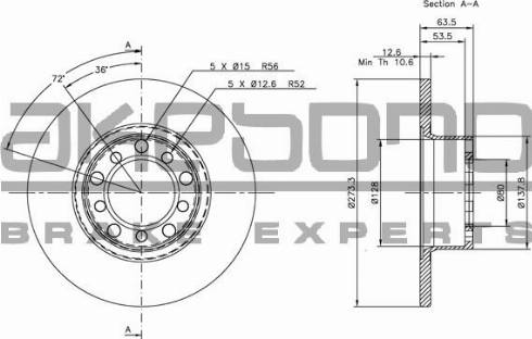 Akebono BN-0872 - Тормозной диск autospares.lv