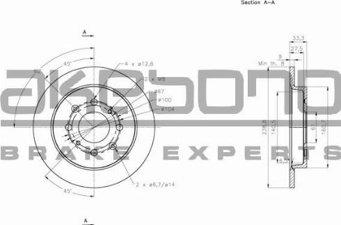 Akebono BN-0394E - Тормозной диск autospares.lv