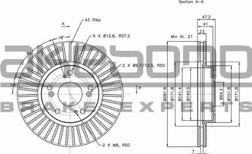 Akebono BN-0390E - Тормозной диск autospares.lv