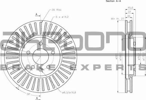 Akebono BN-0348 - Тормозной диск autospares.lv