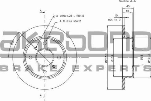 Akebono BN-0354 - Тормозной диск autospares.lv