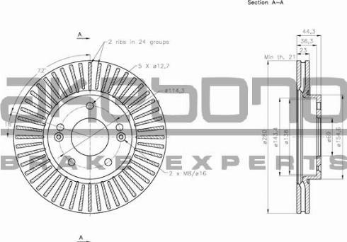 Akebono BN-0356 - Тормозной диск autospares.lv