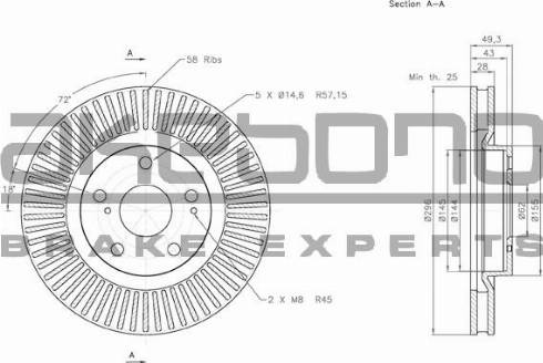 Akebono BN-0350 - Тормозной диск autospares.lv