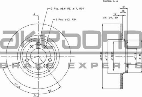 Akebono BN-0358 - Тормозной диск autospares.lv