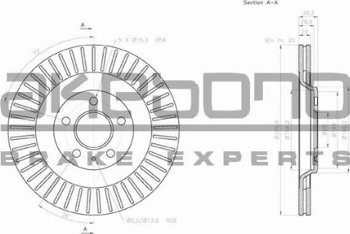 Akebono BN-0365 - Тормозной диск autospares.lv