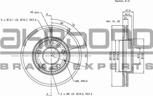 Akebono BN-0366E - Тормозной диск autospares.lv