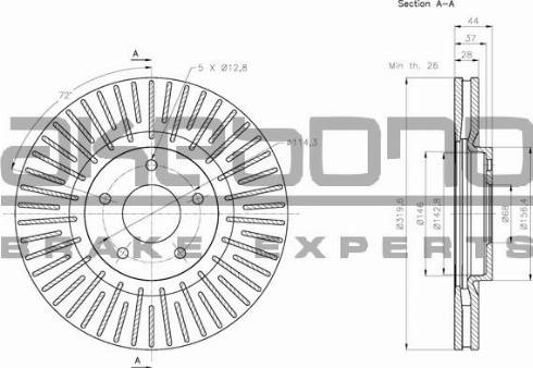 Akebono BN-0367 - Тормозной диск autospares.lv