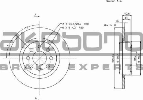 Akebono BN-0307 - Тормозной диск autospares.lv