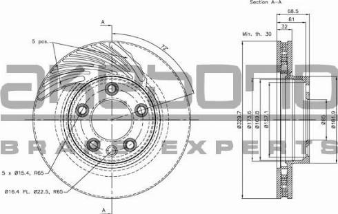 Akebono BN-0319E - Тормозной диск autospares.lv