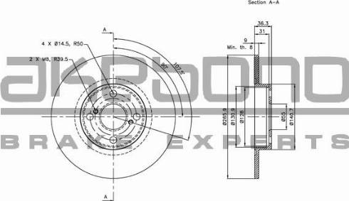 Akebono BN-0315 - Тормозной диск autospares.lv