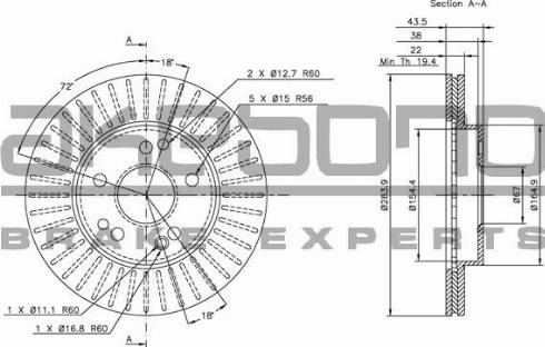 Akebono BN-0310E - Тормозной диск autospares.lv