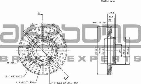 Akebono BN-0311E - Тормозной диск autospares.lv