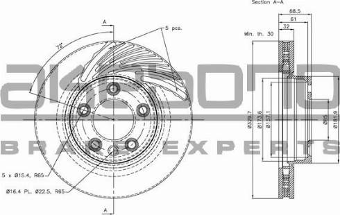 Akebono BN-0318E - Тормозной диск autospares.lv