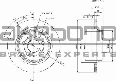 Akebono BN-0312 - Тормозной диск autospares.lv