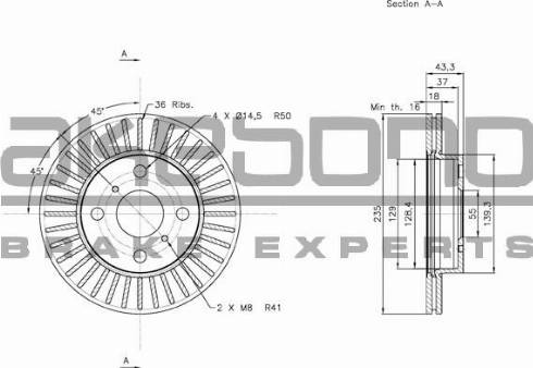 Akebono BN-0389 - Тормозной диск autospares.lv