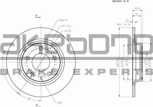 Akebono BN-0384E - Тормозной диск autospares.lv