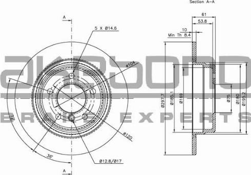 Akebono BN-0380 - Тормозной диск autospares.lv