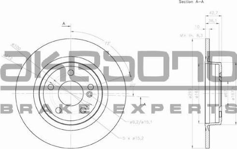 Akebono BN-0388 - Тормозной диск autospares.lv