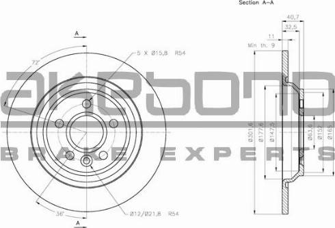 Akebono BN-0383 - Тормозной диск autospares.lv