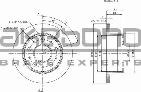 Akebono BN-0335 - Тормозной диск autospares.lv