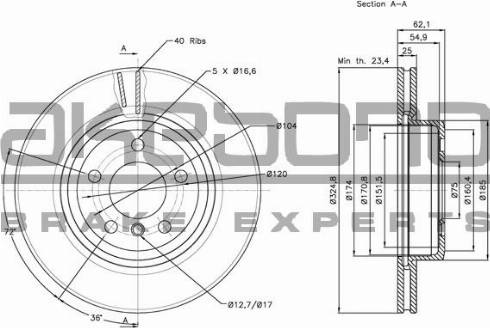 Akebono BN-0331 - Тормозной диск autospares.lv