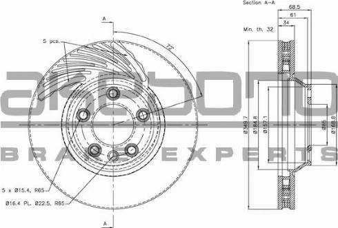 Akebono BN-0337 - Тормозной диск autospares.lv