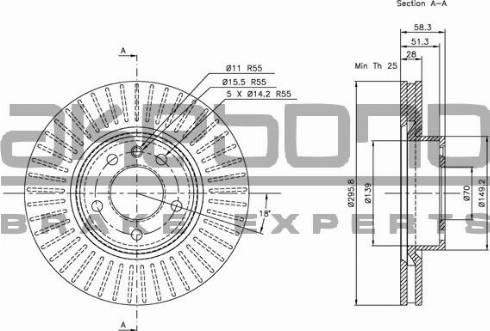 Akebono BN-0323 - Тормозной диск autospares.lv