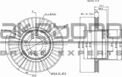 Akebono BN-0327E - Тормозной диск autospares.lv