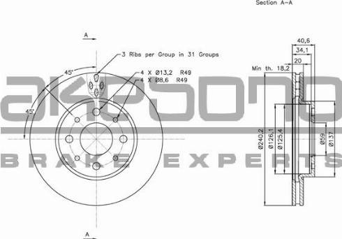 Akebono BN-0379 - Тормозной диск autospares.lv