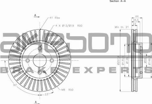 Akebono BN-0370 - Тормозной диск autospares.lv