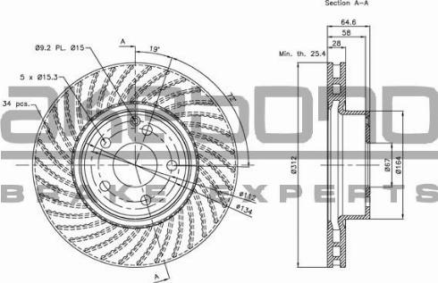 Akebono BN-0292E - Тормозной диск autospares.lv