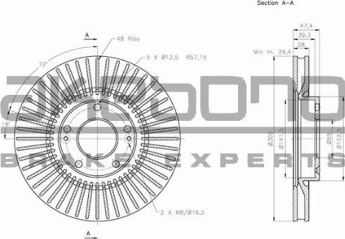 Akebono BN-0249E - Тормозной диск autospares.lv