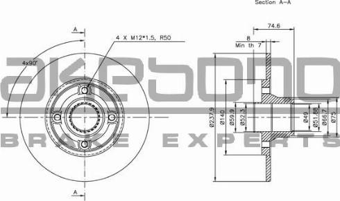 Akebono BN-0244 - Тормозной диск autospares.lv