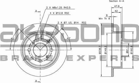 Akebono BN-0248 - Тормозной диск autospares.lv