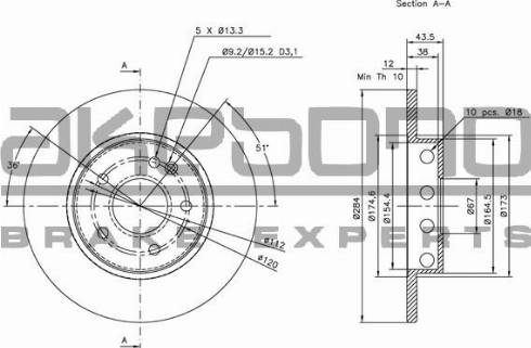 Akebono BN-0243 - Тормозной диск autospares.lv