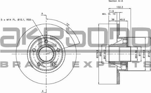 Akebono BN-0254 - Тормозной диск autospares.lv