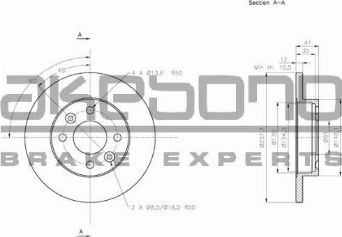 Akebono BN-0256 - Тормозной диск autospares.lv