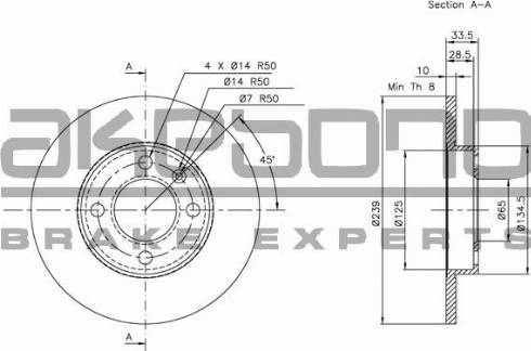 Akebono BN-0258 - Тормозной диск autospares.lv