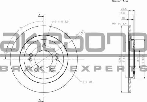 Akebono BN-0265E - Тормозной диск autospares.lv