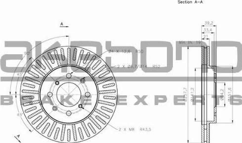 Akebono BN-0260 - Тормозной диск autospares.lv