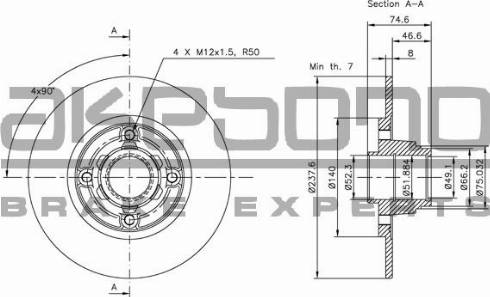 Akebono BN-0263 - Тормозной диск autospares.lv