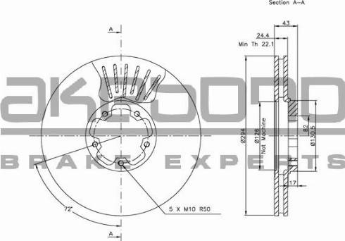 Akebono BN-0204E - Тормозной диск autospares.lv