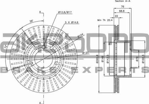 Akebono BN-0203 - Тормозной диск autospares.lv