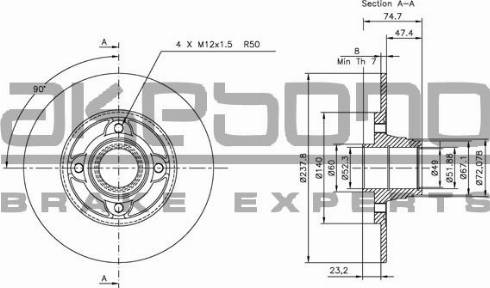 Akebono BN-0289 - Тормозной диск autospares.lv