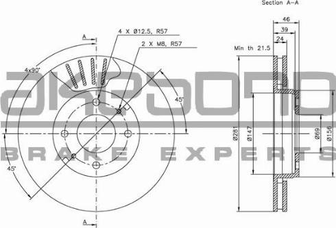 Akebono BN-0284 - Тормозной диск autospares.lv