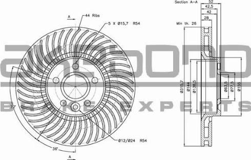 Akebono BN-0283 - Тормозной диск autospares.lv