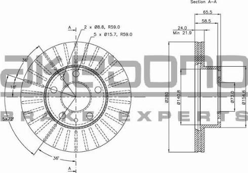 Akebono BN-0282 - Тормозной диск autospares.lv