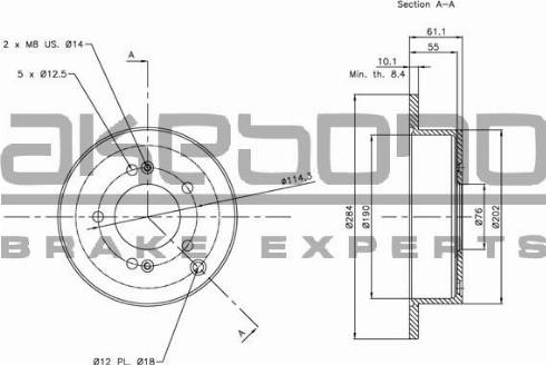 Akebono BN-0287 - Тормозной диск autospares.lv